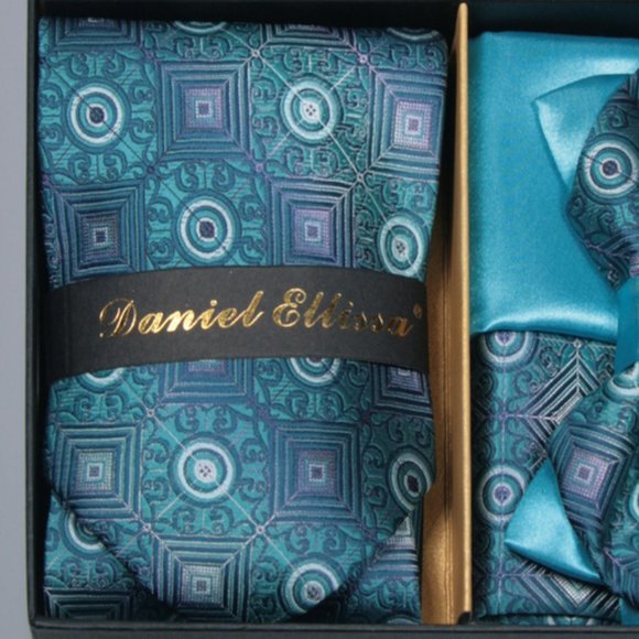 Daniel Ellissa Turquoise Blue Bow & Neck Tie 6 Set - Picture 2 of 6